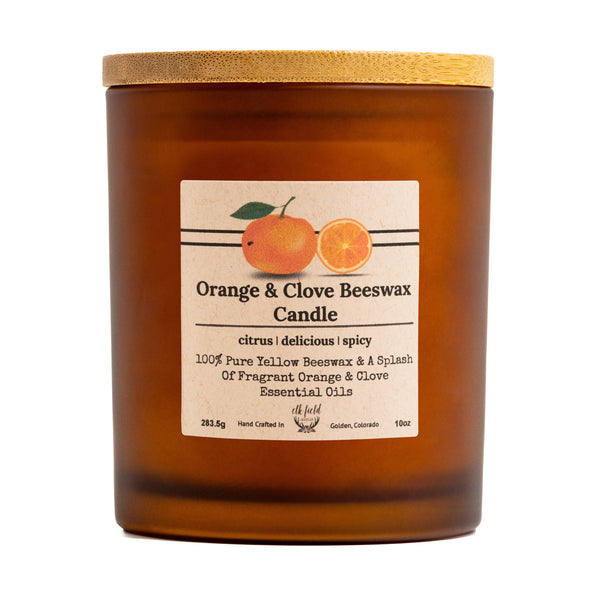 Orange & Clove Yellow Beeswax Candle 10oz – Elk Field Home Goods